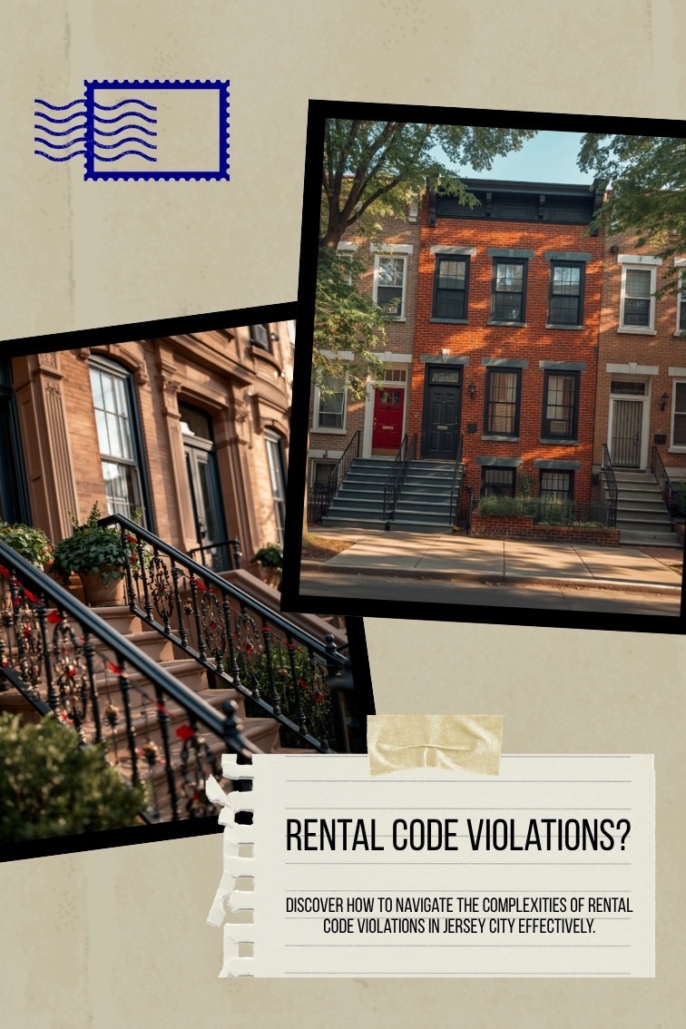 Brick rowhome rental properties on a Jersey City street facing a housing code violation inspection